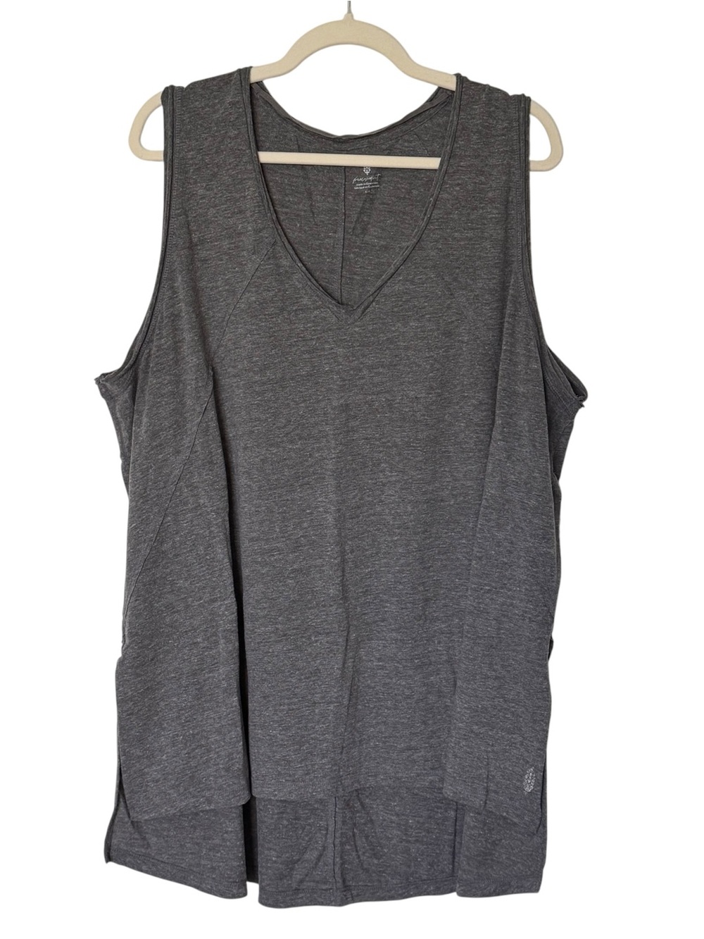 FP Movement Free People Oversized Grey V-Neck High Low Workout Tank Top Small